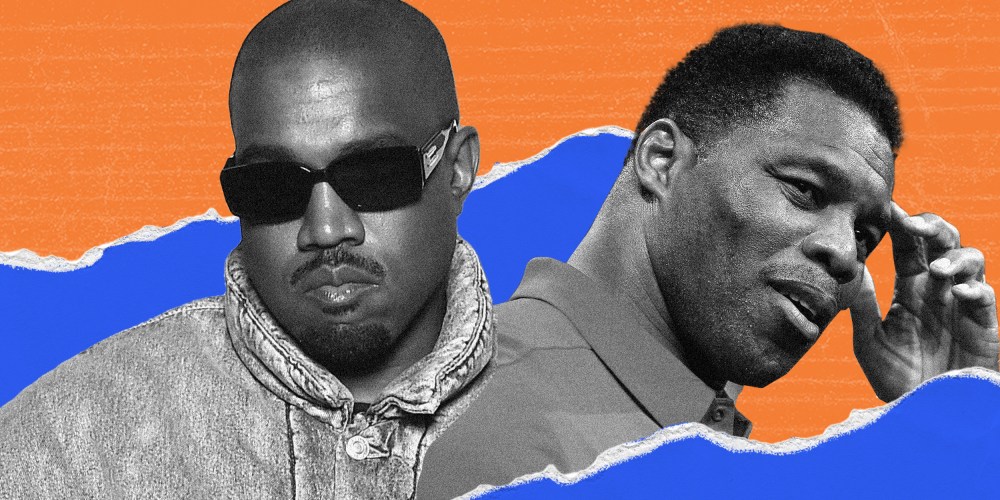 Photo illustration: Kanye West and Herschel Walker