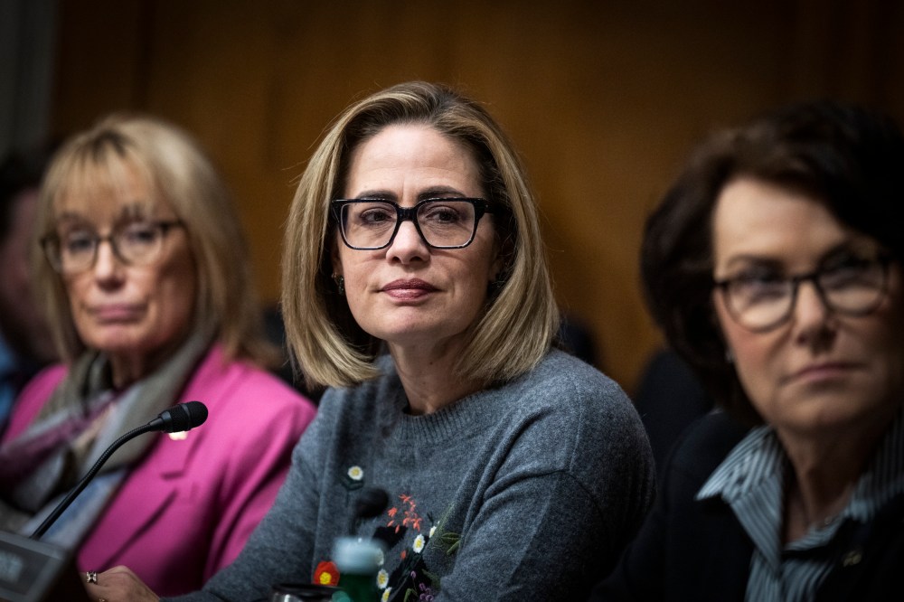 Sens. Kyrsten Sinema, I-Ariz., in Dirksen Building on March 15, 2023.