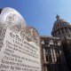 A six-foot high tablet of the Ten Commandment on the grounds of the Texas Capitol Building in Austin, Texas