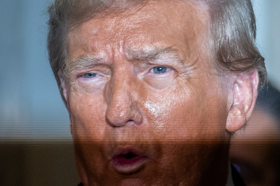 Former President Donald Trump outside court in New York.