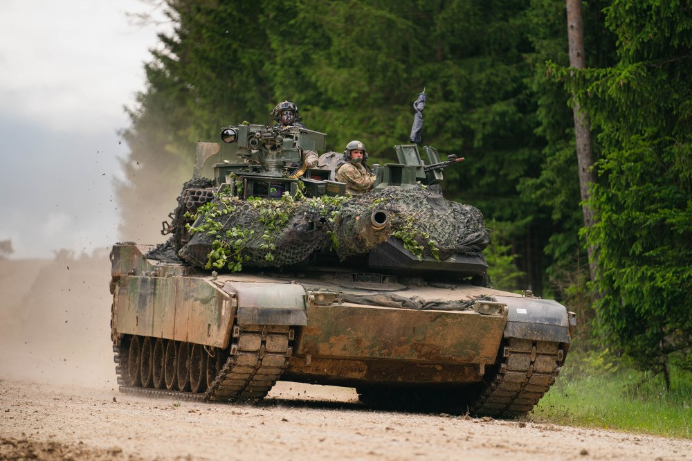 A U.S. Army M1 Abrams tank during a multinational exercise at the training area in Hohenfels, Germany on June 8, 2022.