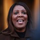 NY Attorney General Letitia James speaks during a press conference