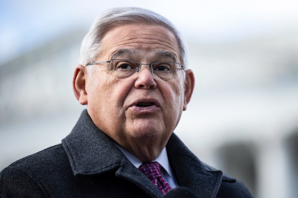 Bob Menendez speaks during a press conference outside the U.S. Capitol