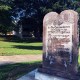 A 6-foot-tall Ten Commandments monument is seen on the Arkansas Capitol grounds in Little Rock.