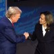 Image: donald trump kamala harris politics political politicians handshake