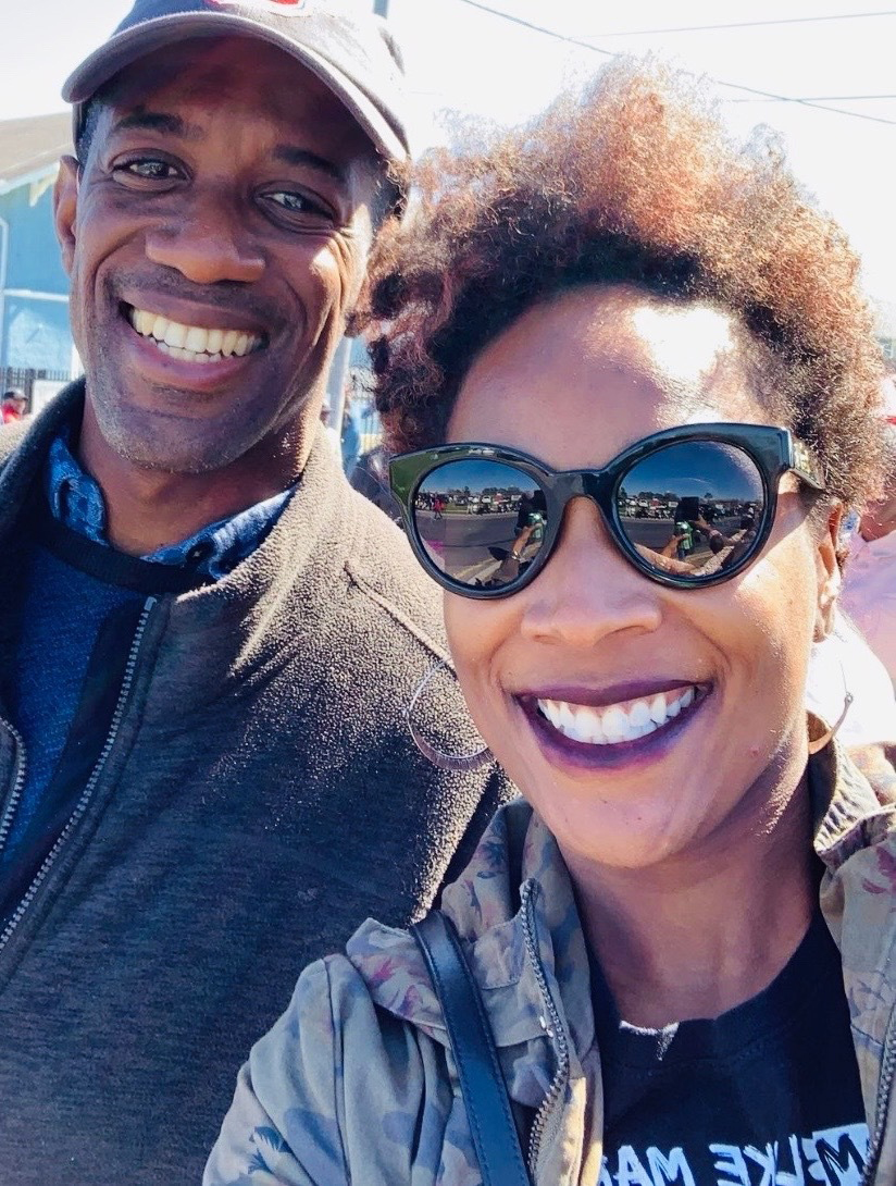 Jarvis DeBerry, left, and Aisha smile for a selfie
