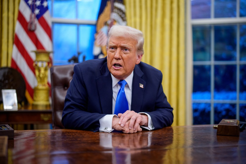 President Donald Trump speaks during an executive order signing in the Oval Office at the White House on Feb. 11, 2025 in Washington, D.C.