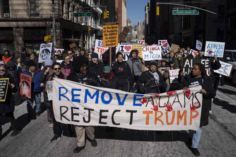 New Yorkers rally against Mayor Adams and President Trump