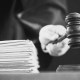 A judge holding gavel