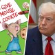 A side by side of the cover of "If You Give a Mouse a Cookie" and Donald Trump.