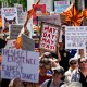 Demonstrators during a May Day immigrant and workers rights rally in Washington, DC, on Thursday, May 1, 2025.