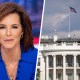 A split composite image of Stephanie Ruhle, left, and The White House exterior with a flag on the roof.