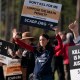 Demonstrators outside the department of corrections before the scheduled firing squad execution of inmate Mikal Mahdi on April 11, 2025 in Columbia, S.C.