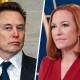A split composite of Elon Musk and Jen Psaki.