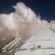 Hygroscopic flares are attached to an aircraft during a cloud seeding flight in United Arab Emirates