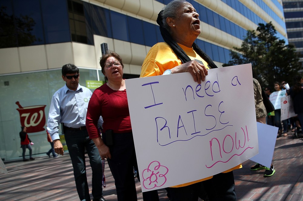 Minimum Wage Workers And Activists Protest For Higher Wages