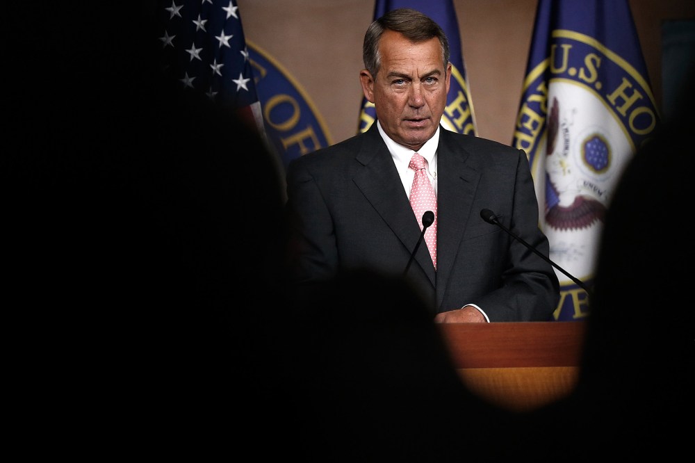 John Boehner holds his weekly press conference July 17, 2014 in Washington, DC.