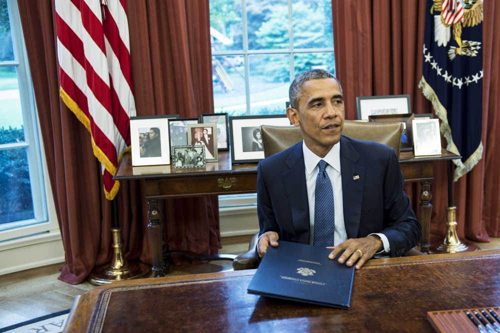 US President Barack Obama in the Oval Office of the White House, August 1, 2014.
