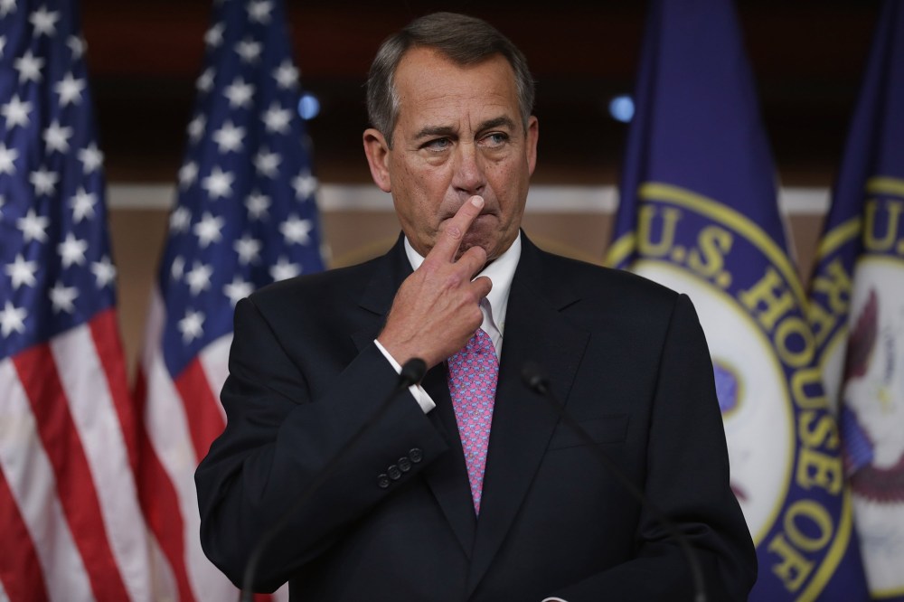 When asked at his weekly news conference in the Capitol Visitors Center at the U.S. Capitol, December 5, 2013, about the Republican Party's running against women, Republican House Speaker Boehner said, "Some of our members just are not as sensitive as the