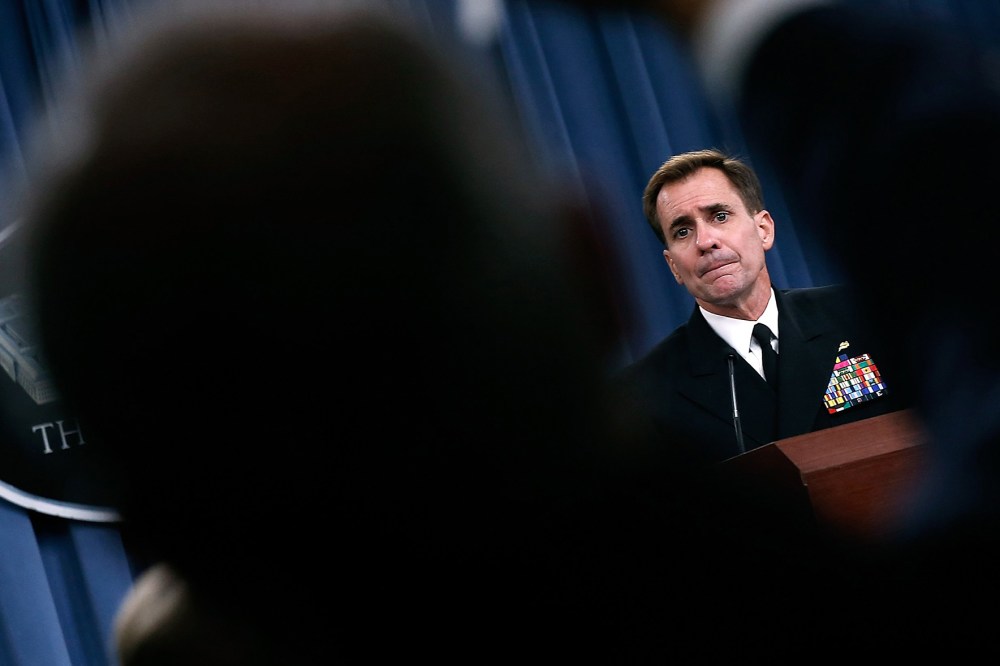 Pentagon Press Secretary Rear Adm. John Kirby answers questions at the Pentagon on Sept. 2, 2014 in Arlington, Va. Photo by Win McNamee/Getty