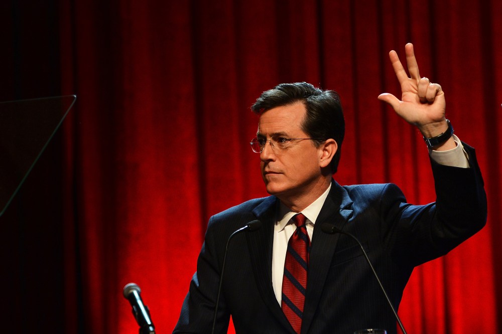 Stephen Colbert speaks onstage at Robert F. Kennedy Center For Justice, Dec. 11, 2013.