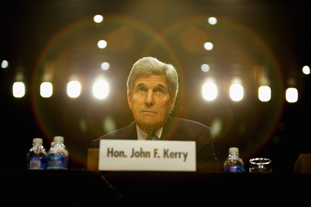U.S. Secretary of State John Kerry testifies during a hearing on Sept. 17, 2014 on Capitol Hill in Washington, D.C.