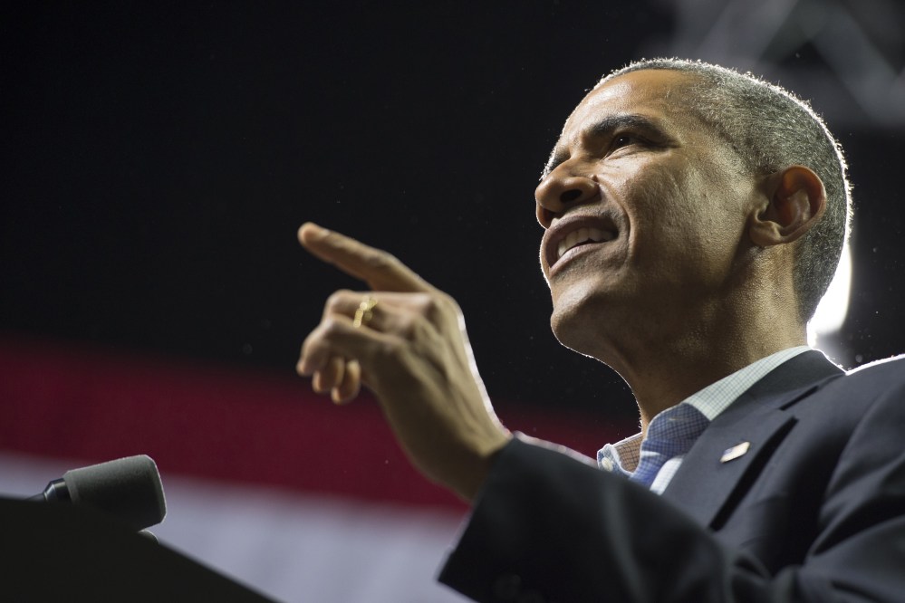US President Barack Obama speaks at a campaign rally for Tom Wolf, Democratic candidate for Pennsylvania Governor, at Temple University on Nov. 2, 2014. (Saul Loeb/AFP/Getty)