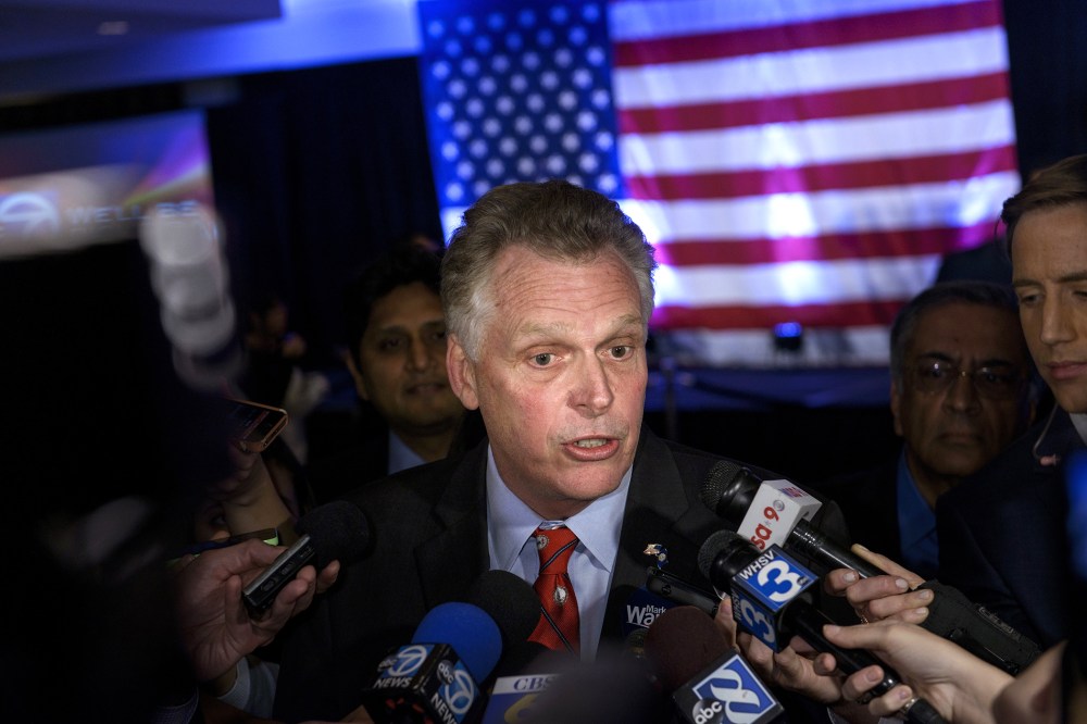 Virginia Governor Terry McAuliffe speaks to reporters on Nov. 4, 2014 in Arlington, Va. (Photo by Brendan Smialowski/AFP/Getty)
