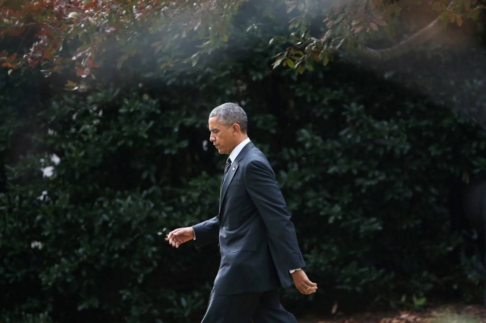 President Barack Obama walks toward Marine One while departing the White House, Nov. 25, 2014 in Washington, D.C. (Photo by Mark Wilson/Getty)