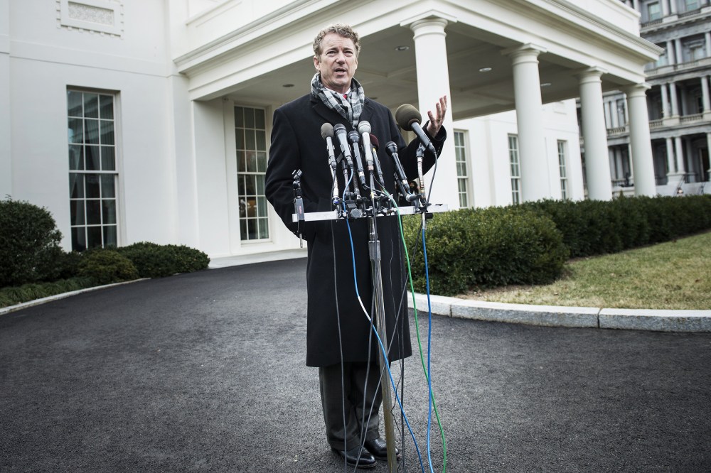 Rand Paul speaks to the press outside the White House, Jan. 9, 2014.