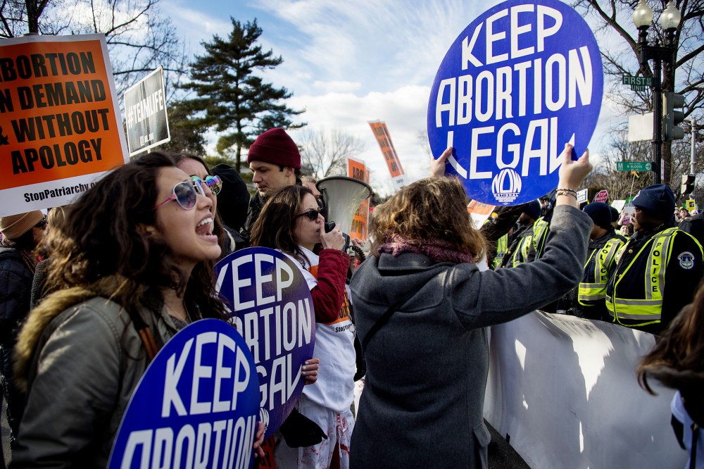 Pro-choice activists at the March For Life, in front of the US Supreme Court in Washington, DC, on Jan. 22, 2015.