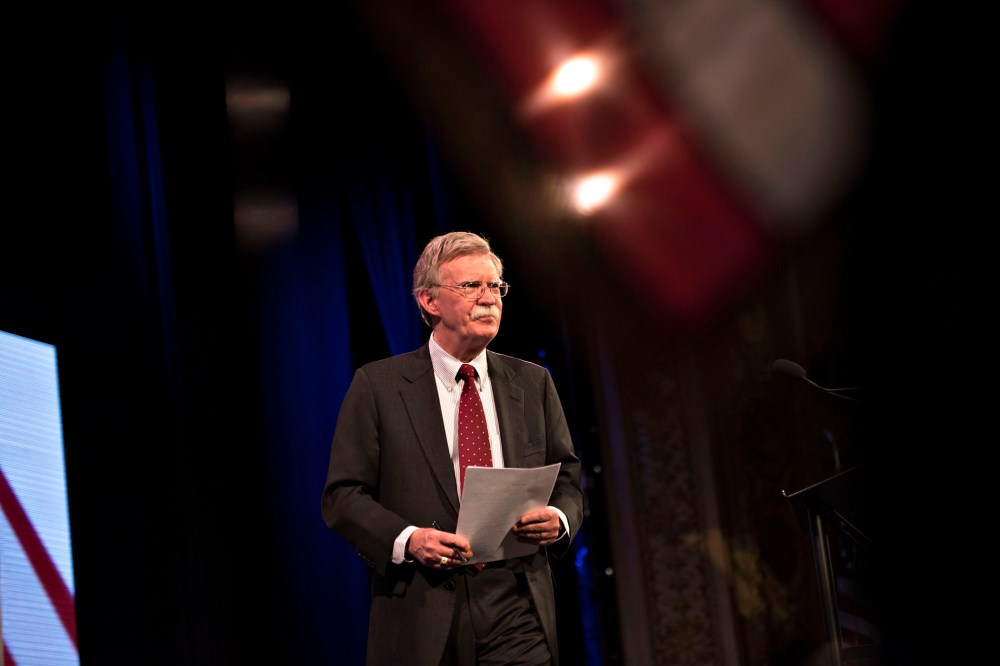 John Bolton, former U.S. ambassador to the United Nations, walks on stage during the Iowa Freedom Summit in Des Moines, Iowa, on Jan. 24, 2015. (Photo by Daniel Acker/Bloomberg/Getty)