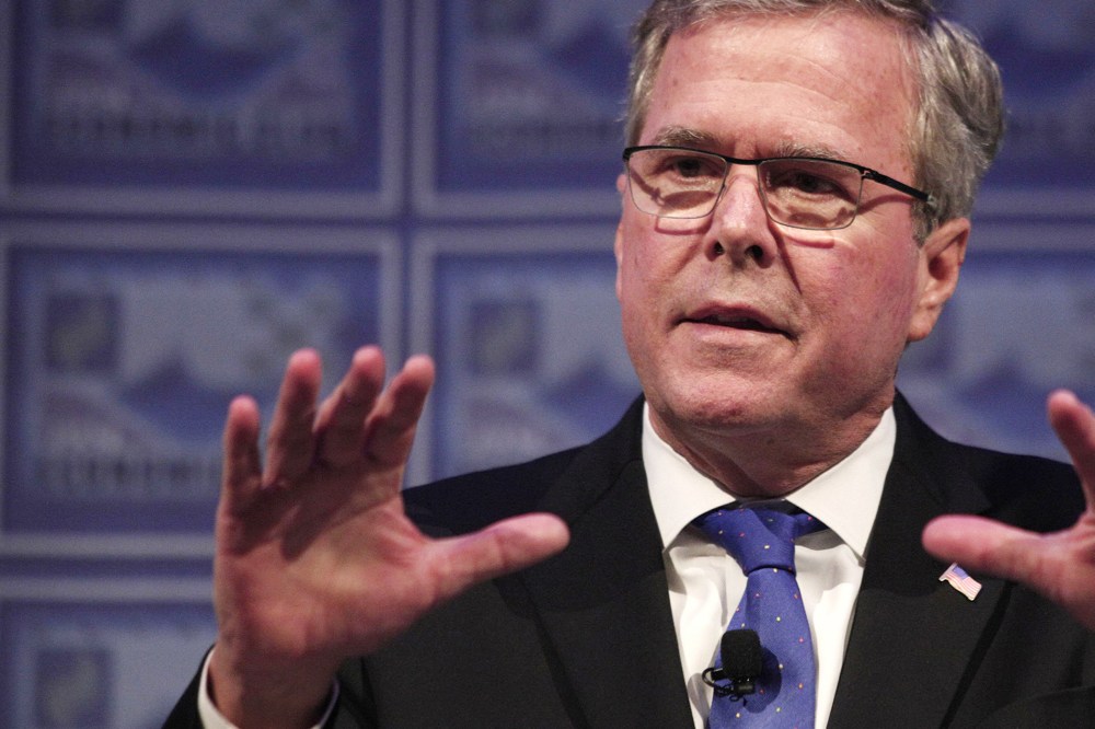 Former Florida Governor Jeb Bush speaks at the Detroit Economic Club on Feb. 4, 2015 in Detroit, Mich.