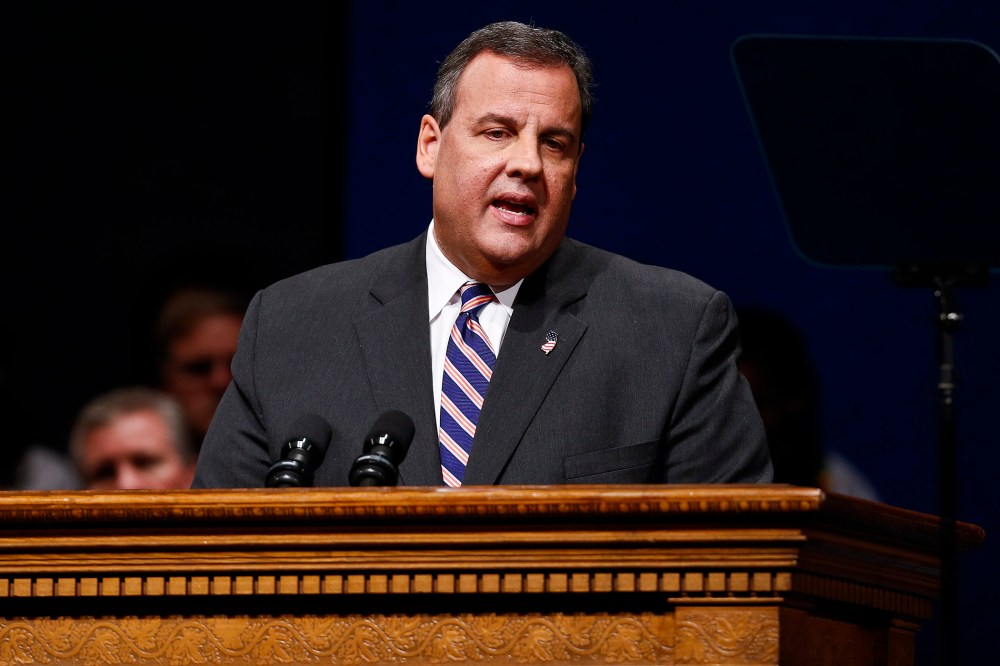 Chris Christie speaks after being sworn in for his second term on January 21, 2014.