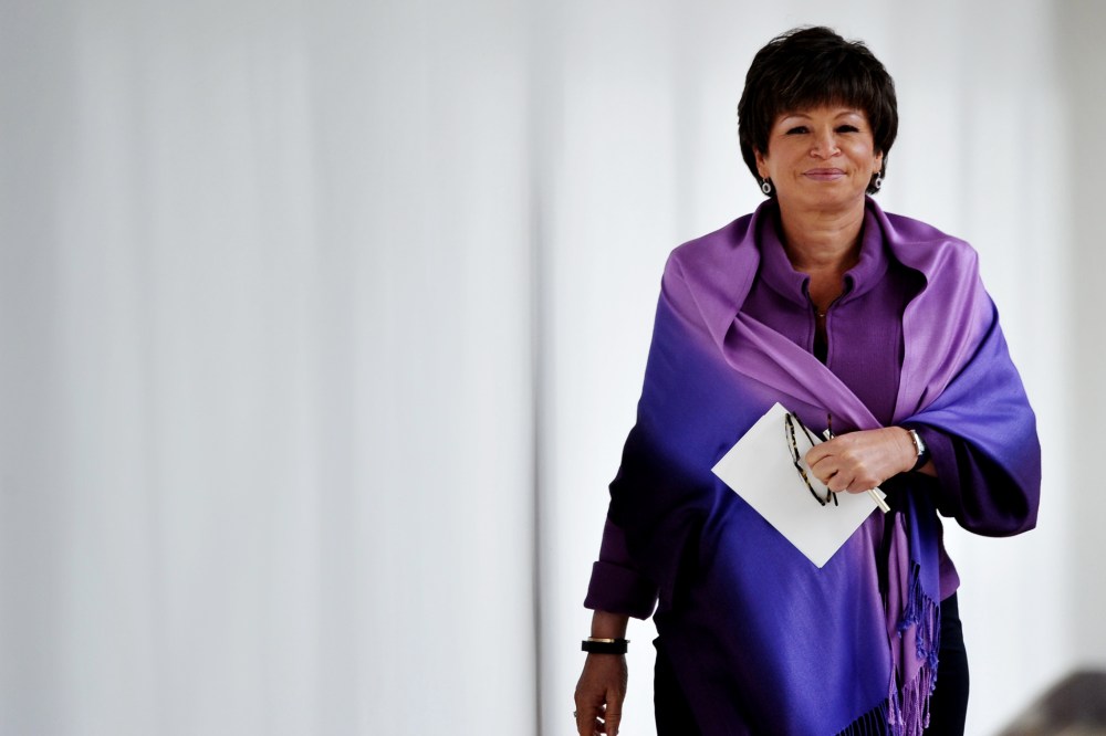 Senior advisor to the president Valerie Jarrett walks through the Colonnade of the White House on Jan. 28, 2014 in Washington, DC. (Photo by Mandel Ngan/AFP/Getty)