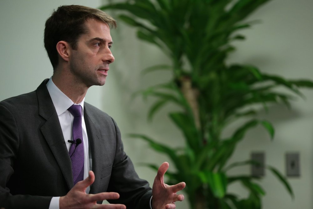 Sen. Tom Cotton (R-AR) participates in a conversation about American foreign strategy and statesmanship at the Hudson Institute on March 18, 2015 in Washington, DC.