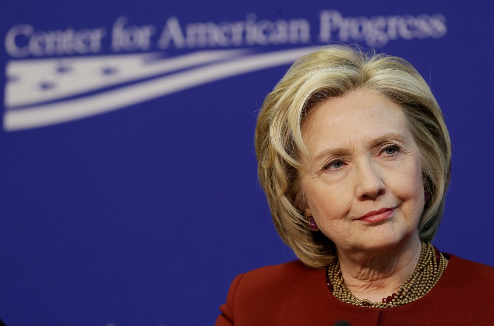 Former U.S. Secretary of State Hillary Clinton speaks at the Center for American Progress March 23, 2015 in Washington, DC. (Photo by Win McNamee/Getty)