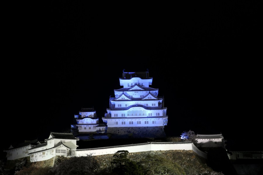 World Heritage Himeji Castle is illuminated in blue light to mark World Autism Awareness Day on April 2, 2015 in Himeji, Japan. (Buddhika Weerasinghe/Getty for Autism Speaks )