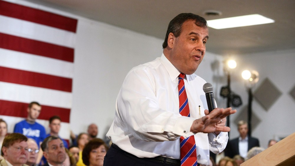 New Jersey Governor Chris Christie holds a town hall meeting at Londonderry Lion's Club April 15, 2015 in Londonderry, New Hampshire