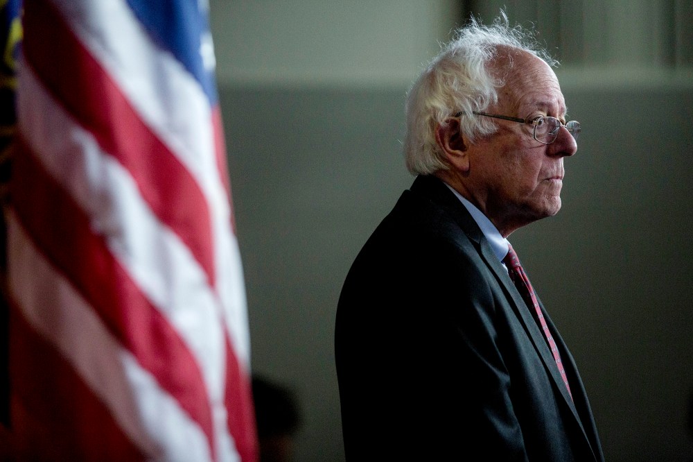 Senator Bernie Sanders, an Independent from Vermont, listens during a news conference on Capitol Hill in Washington, DC, April 29, 2015. (Photo by Andrew Harrer/Bloomberg/Getty)