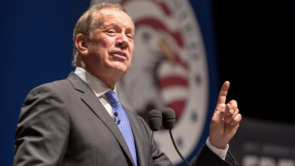 Former New York Governor George Pataki speaks at the Freedom Summit on May 9, 2015 in Greenville, S.C. Pataki joined eleven other potential candidates in addressing the event hosted by conservative group Citizens United. (Photo by Richard Ellis/Getty)