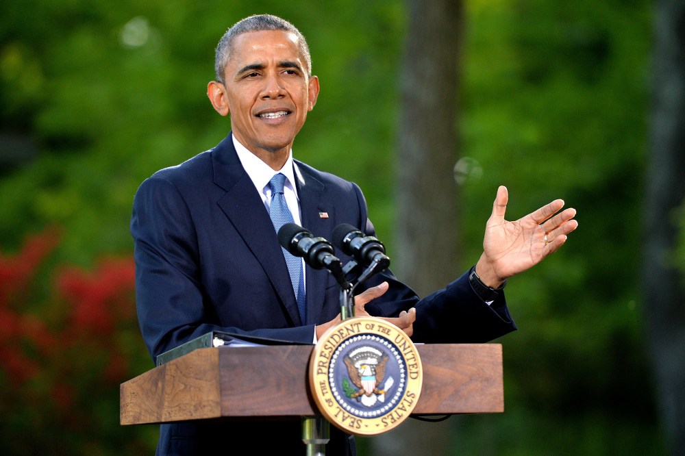 U.S. President Barack Obama speaks to reporters following the Gulf Cooperation Council-U.S. summit on May 14, 2015 at Camp David, Md. (Photo by Kevin Dietsch/Pool/Getty)