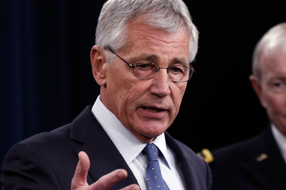 U.S. Secretary of Defense Chuck Hagel answers questions during a press conference at the Pentagon on Feb. 24, 2014 in Arlington, Va.