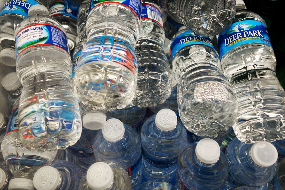 Bottles of water for sale.