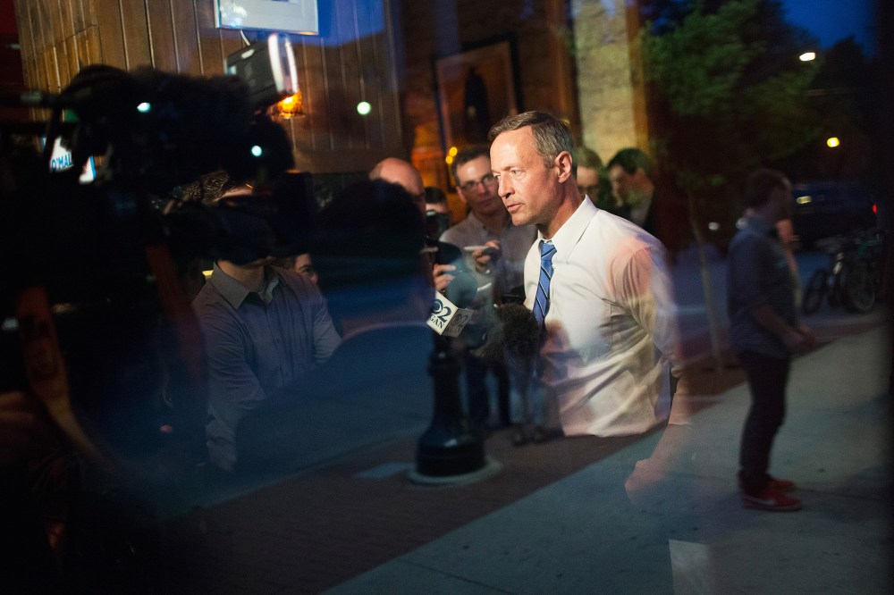 Democratic presidential hopeful and former Maryland Gov. Martin O'Malley speaks to the media following a campaign event at the Sanctuary Pub on June 11, 2015 in Iowa City, Iowa. (Photo by Scott Olson/Getty)