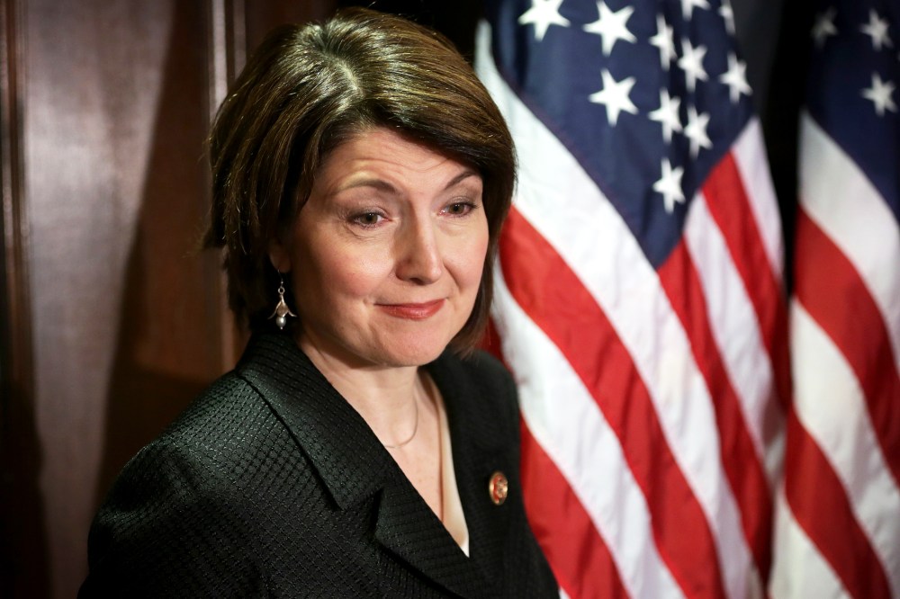 U.S. House Republican Conference Chairman Rep. Cathy McMorris Rodgers listens during a briefing, Mar. 5, 2014.