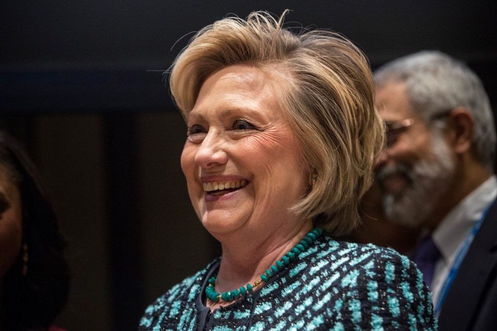 Former United States Secretary of State Hillary Clinton attends the event "Equality for Women is Progress for All" at the United Nations on March 7, 2014 in New York City.