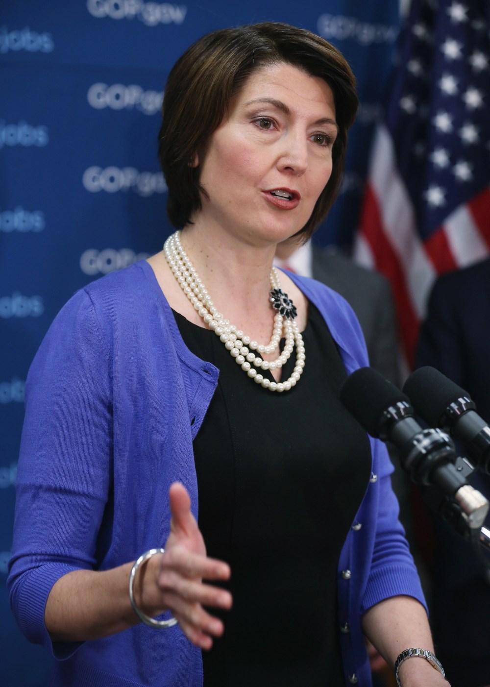 Rep. Cathy McMorris Rodgers (R-WA) speaks to the media at the U.S. Capitol March 25, 2014 in Washington, D.C.