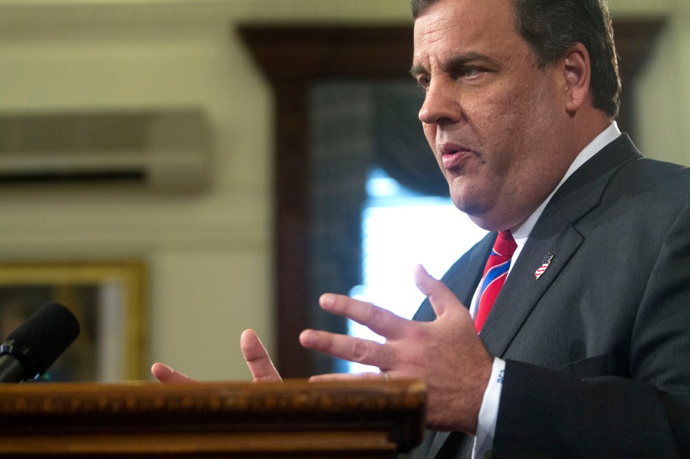 NJ Gov Christie Holds News Conference At Statehouse