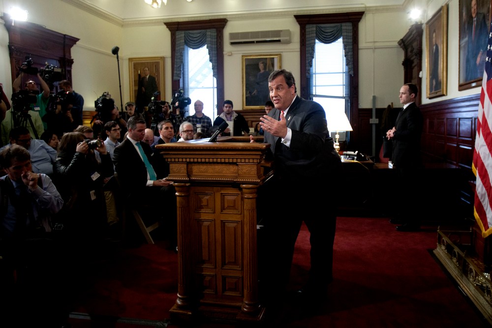 New Jersey Governor Chris Christie holds a news conference on March 28, 2014 at the New Jersey State House in Trenton.